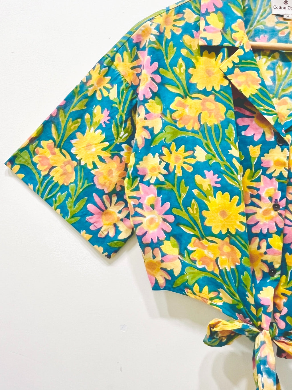 Block Printed Cotton Crop Shirt