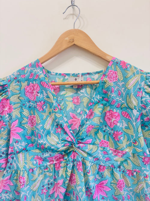 Tropical Blossom Cotton Short Top