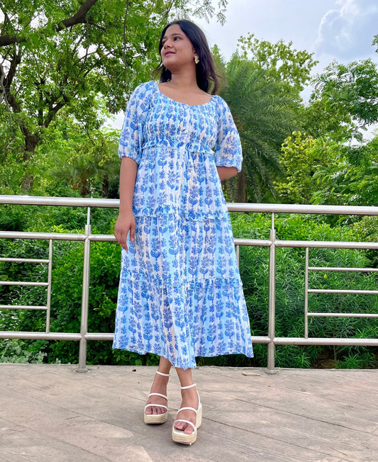 Icey Blue Printed Dress