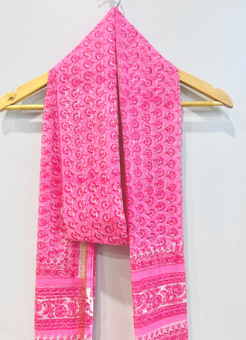 Block Printed Kota Doria Dupatta