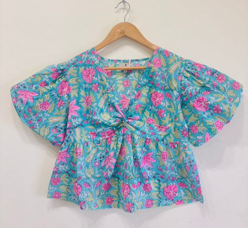 Tropical Blossom Cotton Short Top