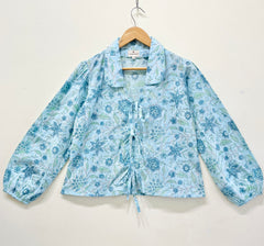 Aqua Bloom Block Printed Short Top