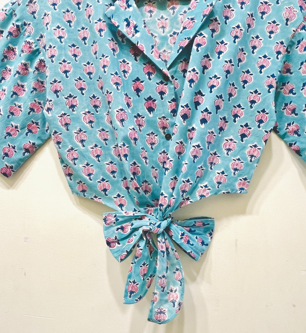 Block Printed Cotton Crop Shirt