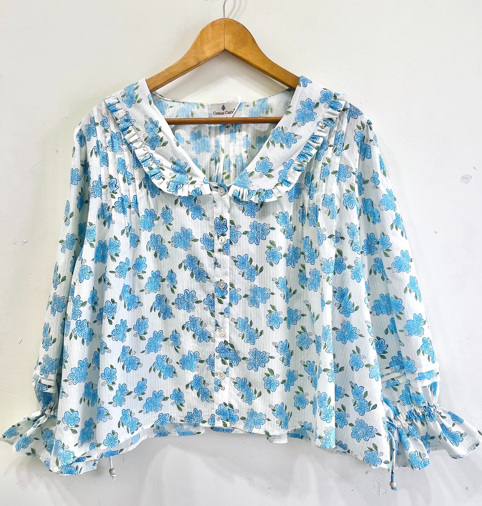 Neela Phool Ruffle Cotton Top