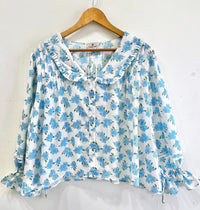 Neela Phool Ruffle Cotton Top