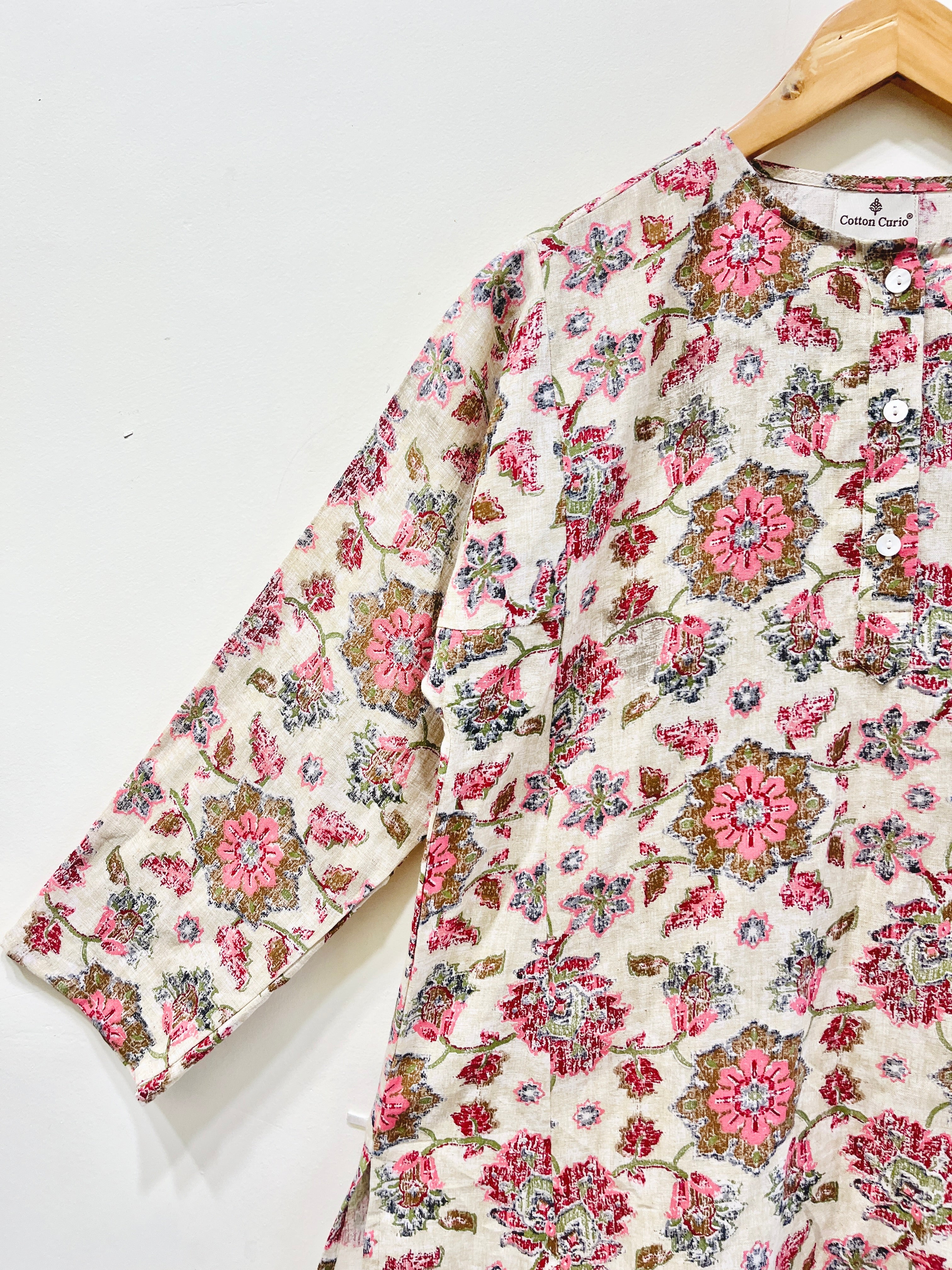 Block Printed Cotton Short Kurti