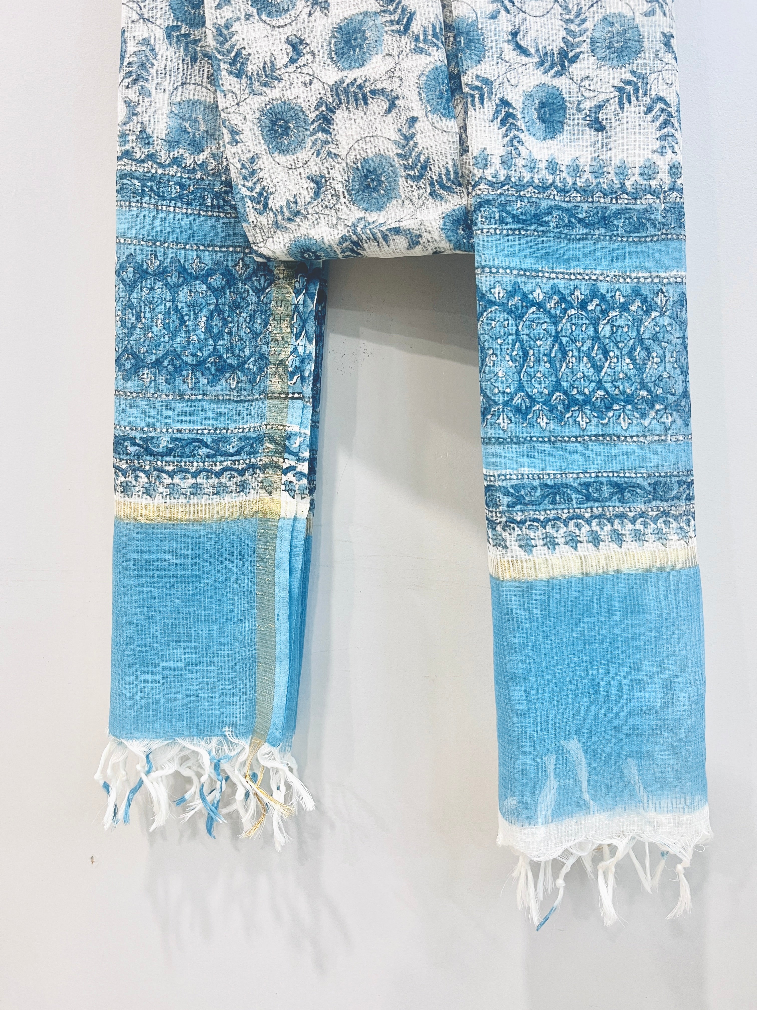 Block Printed Kota Doria Dupatta
