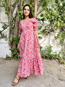 Pink Bloom Block Printed Dress