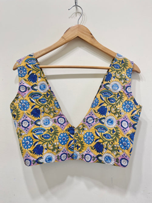Floral Muse V-Neck Cotton Blouse