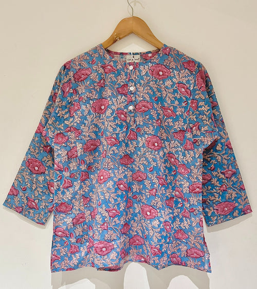 Block Printed Cotton Short Kurti
