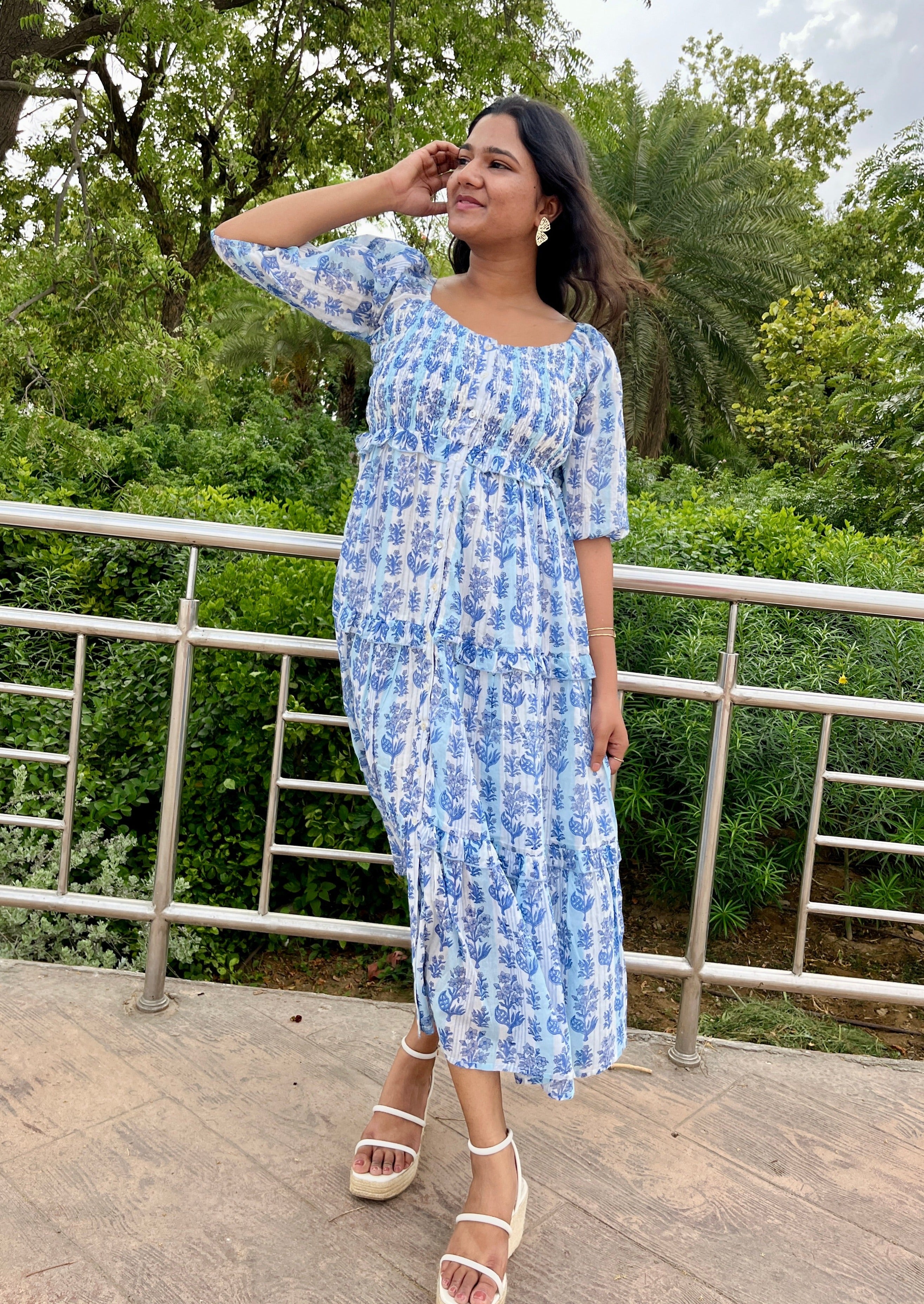 Icey Blue Printed Dress