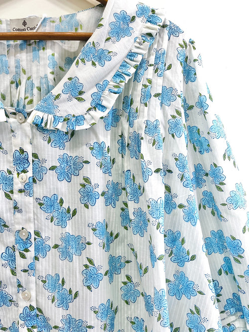 Neela Phool Ruffle Cotton Top