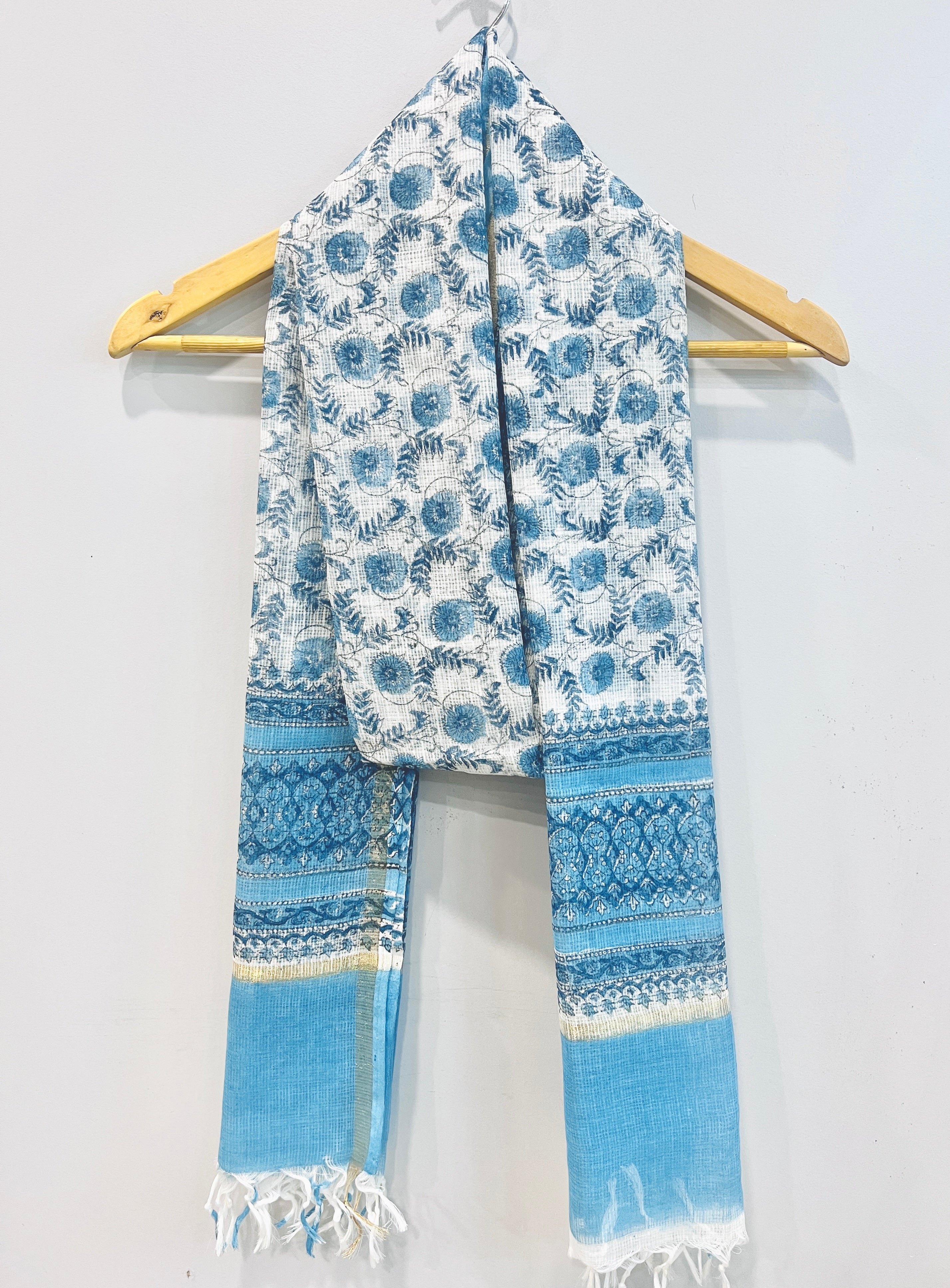 Block Printed Kota Doria Dupatta