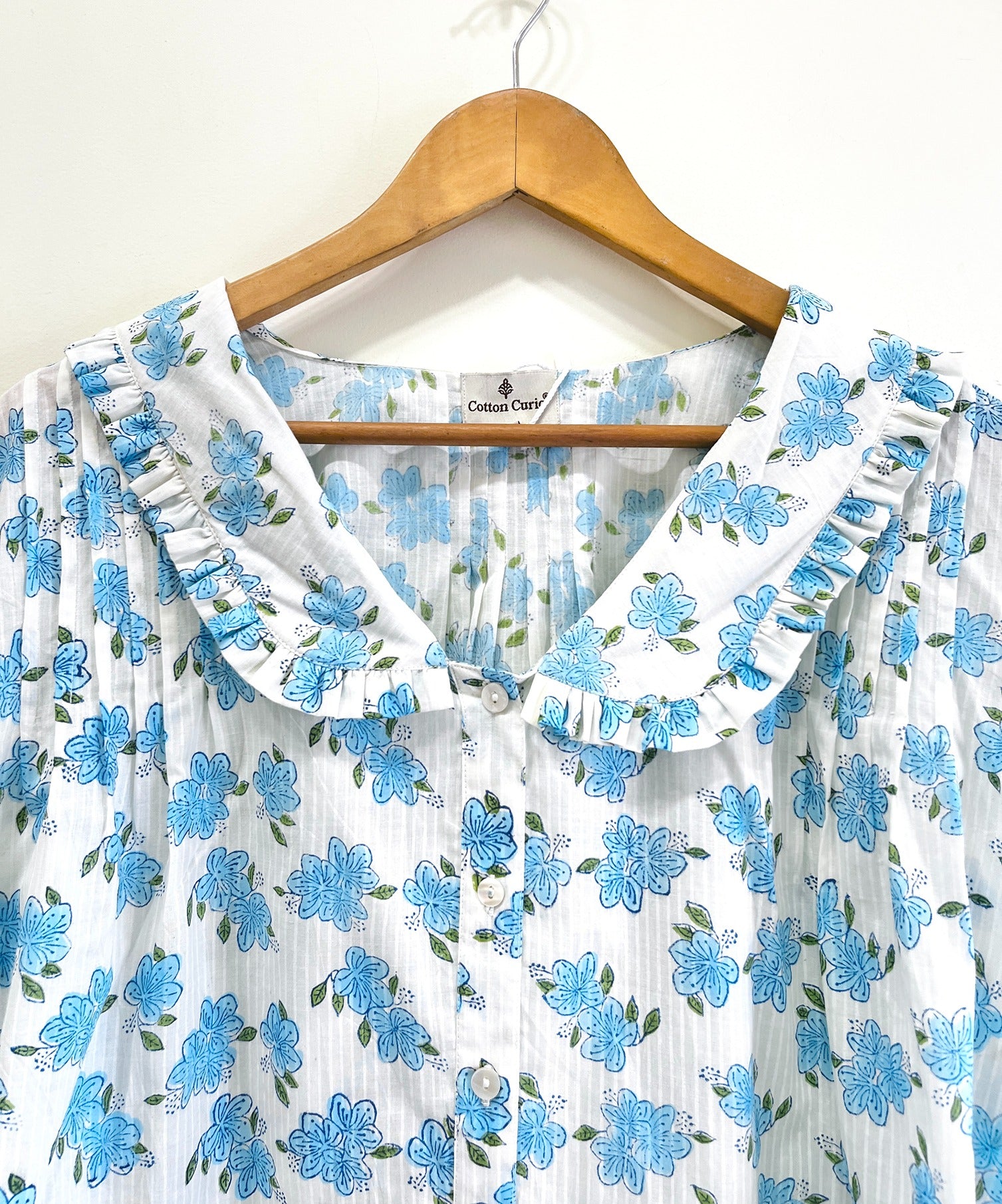 Neela Phool Ruffle Cotton Top