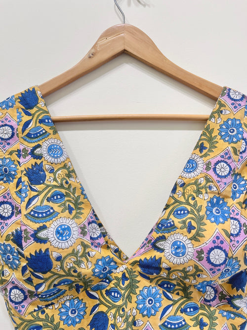 Floral Muse V-Neck Cotton Blouse