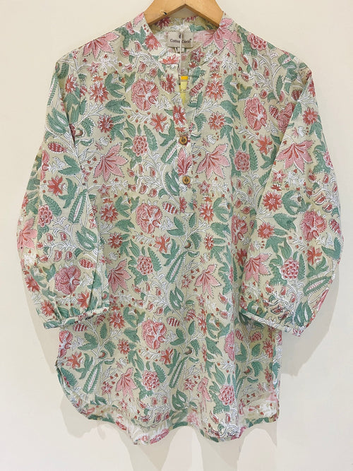 Block Printed Cotton Short Kurti