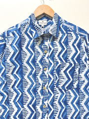 Indigo Cotton Printed Half Sleeve Shirt