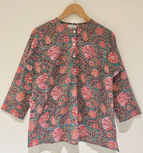 Block Printed Cotton Short Kurti