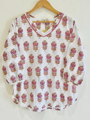 Block Printed Cotton Short Kurti