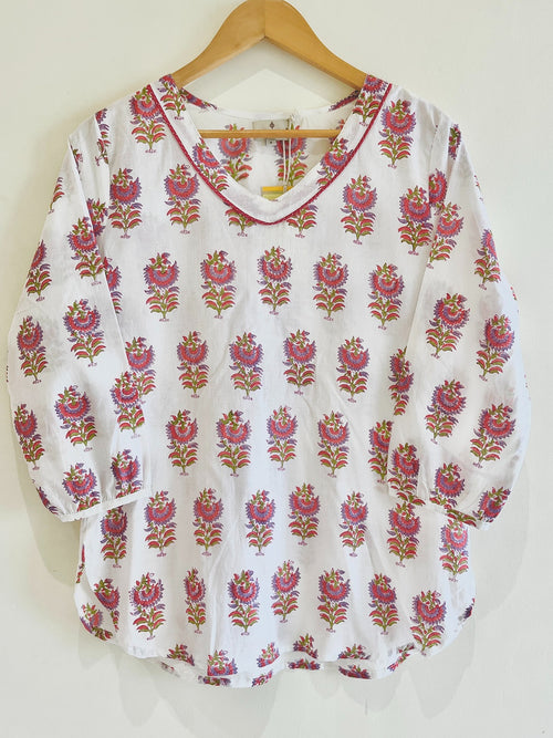 Block Printed Cotton Short Kurti