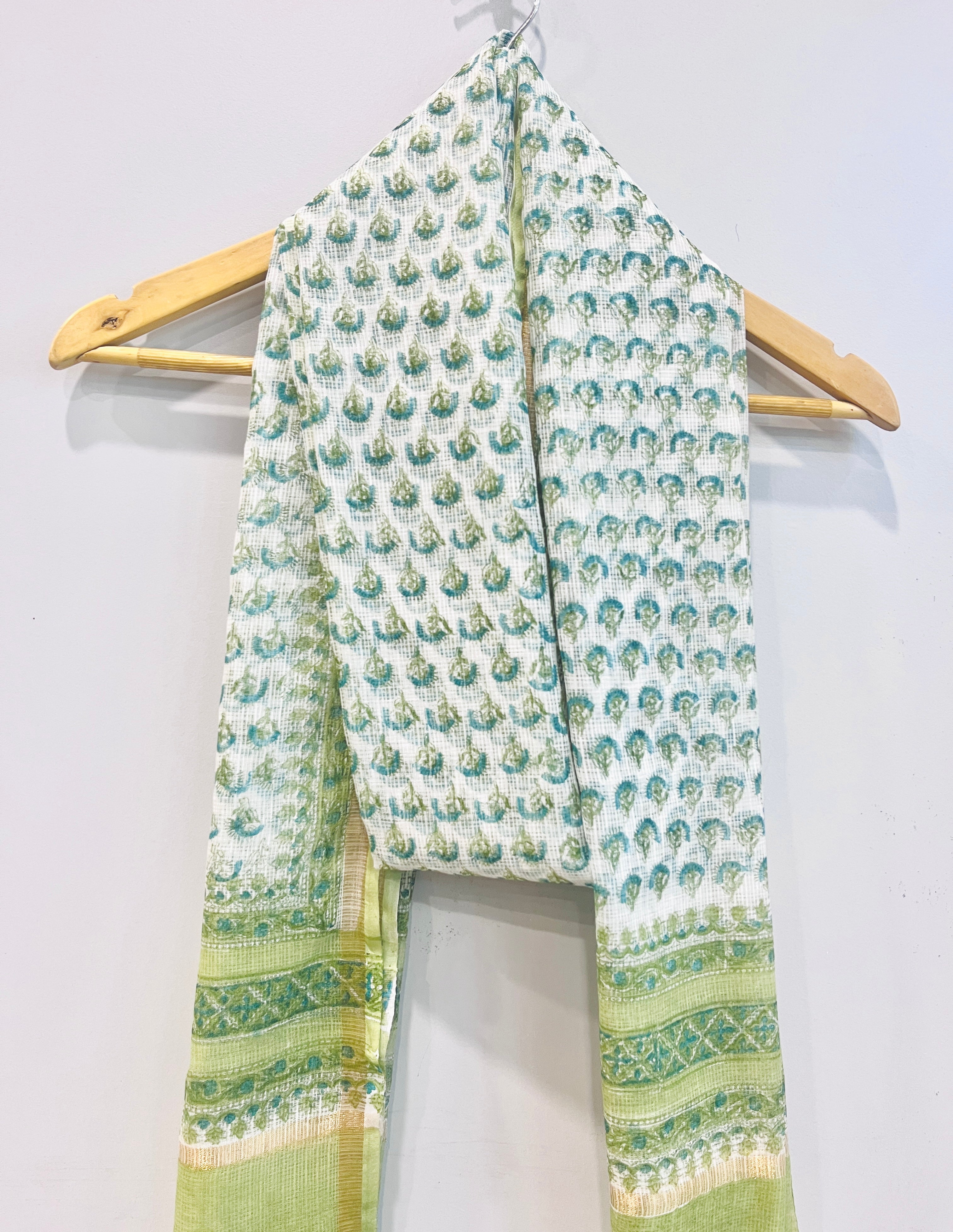 Block Printed Kota Doria Dupatta