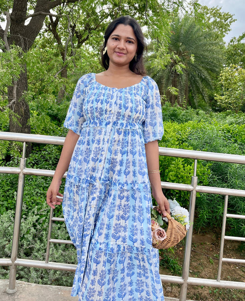 Icey Blue Printed Dress
