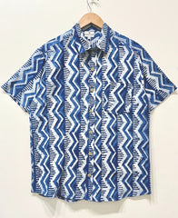 Indigo Cotton Printed Half Sleeve Shirt