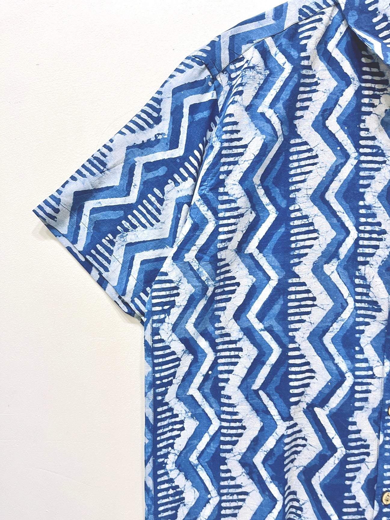Indigo Cotton Printed Half Sleeve Shirt