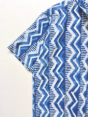 Indigo Cotton Printed Half Sleeve Shirt