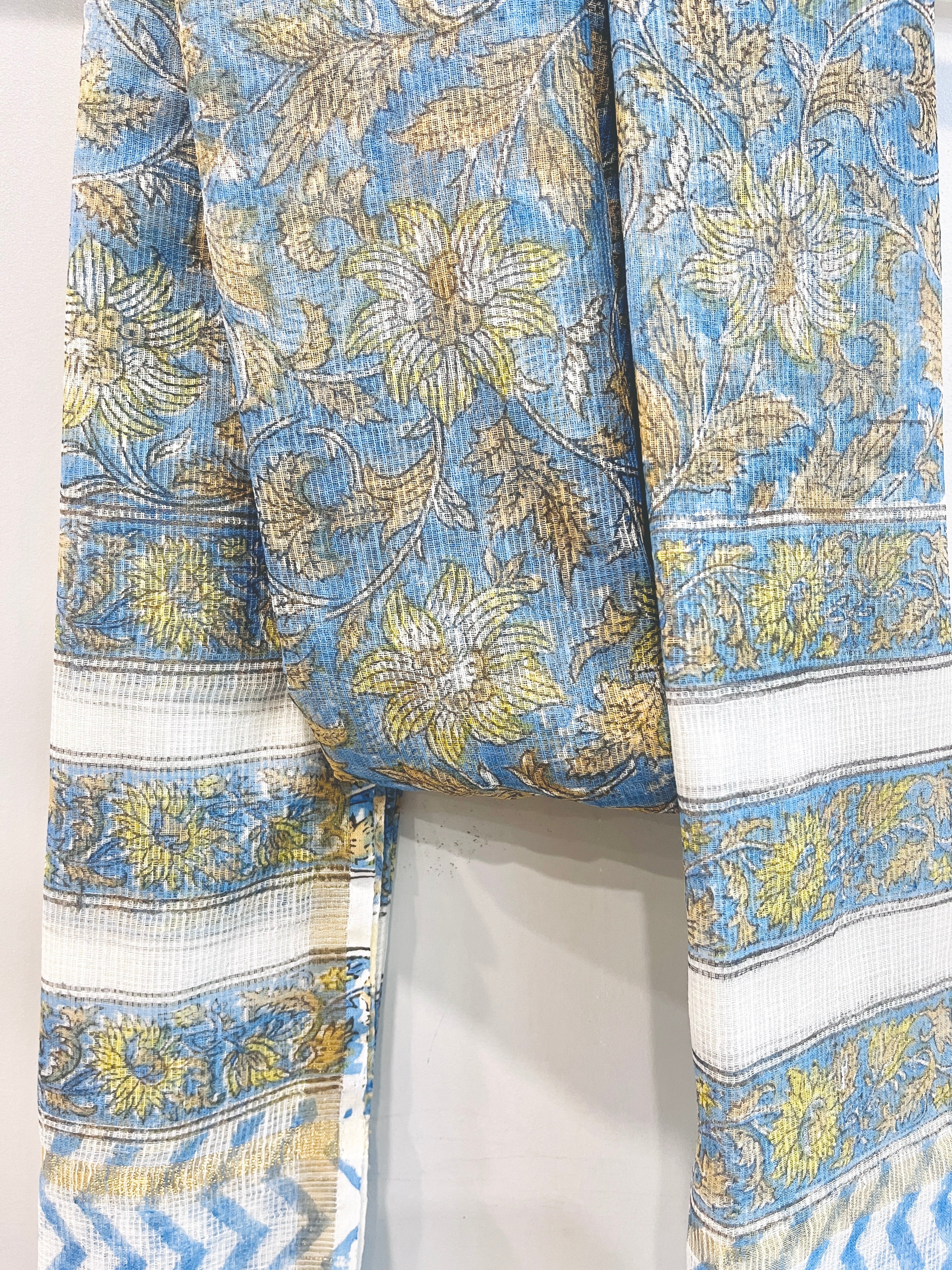 Block Printed Kota Doria Dupatta