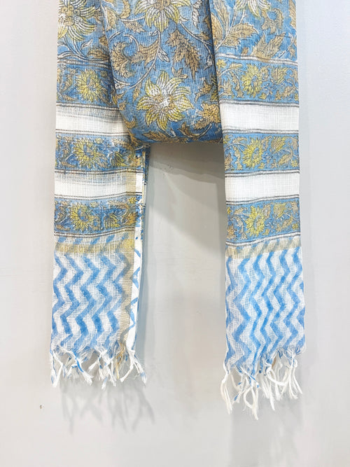 Block Printed Kota Doria Dupatta