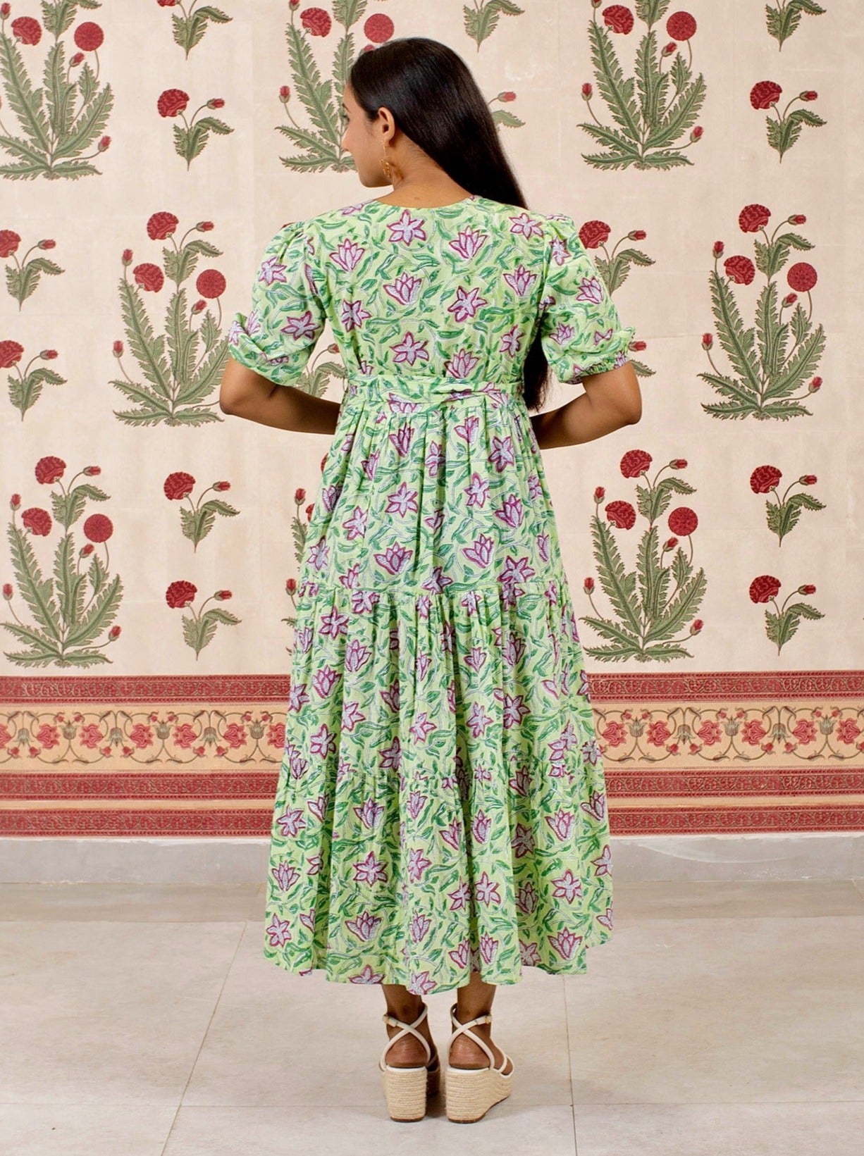 Gardenia: Floral Cotton Tiered Dress