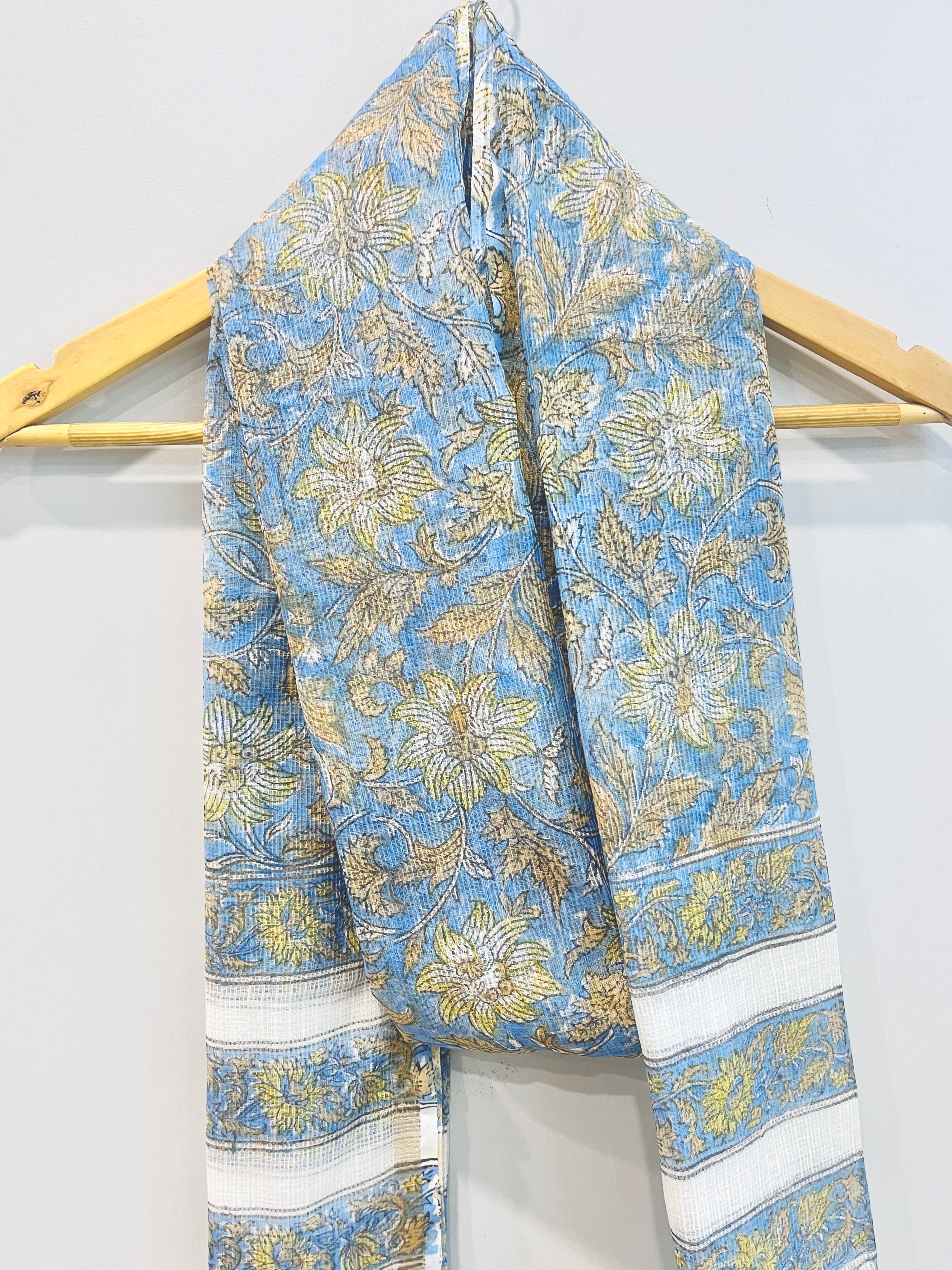 Block Printed Kota Doria Dupatta