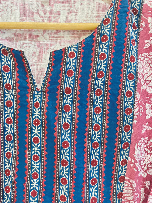 Magenta Printed Cotton Flax Kurta (3XL-6XL)