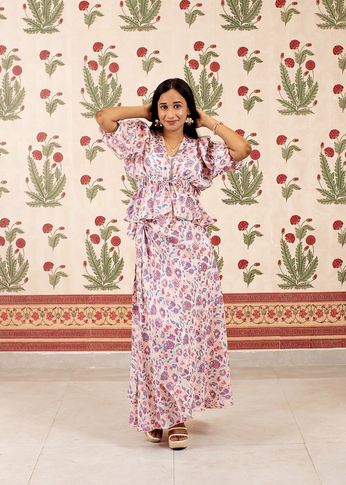 Maia Habotai Silk Top & Skirt Set, Cloudbrush