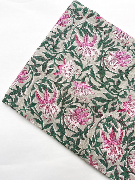 Sage Green Cotton Block Printed Fabrics