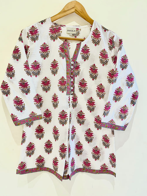 Block Printed Cotton Short Kurti