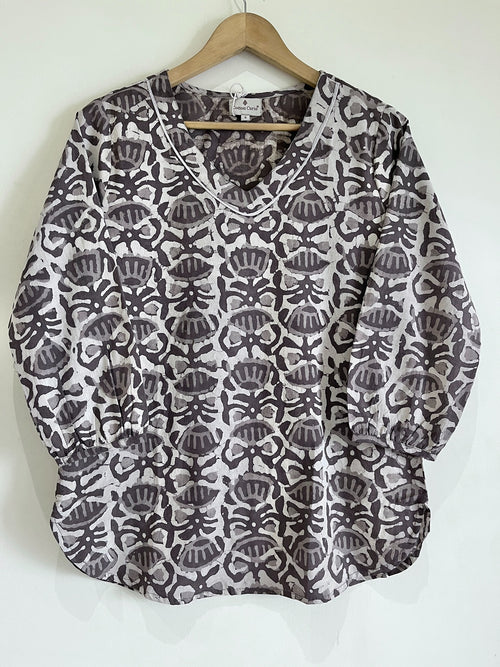Block Printed Cotton Short Kurti