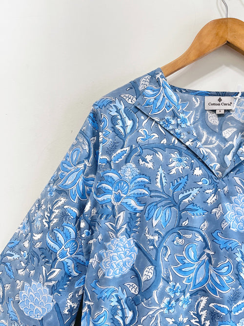Blue Phulkari Cotton Co-ord Set