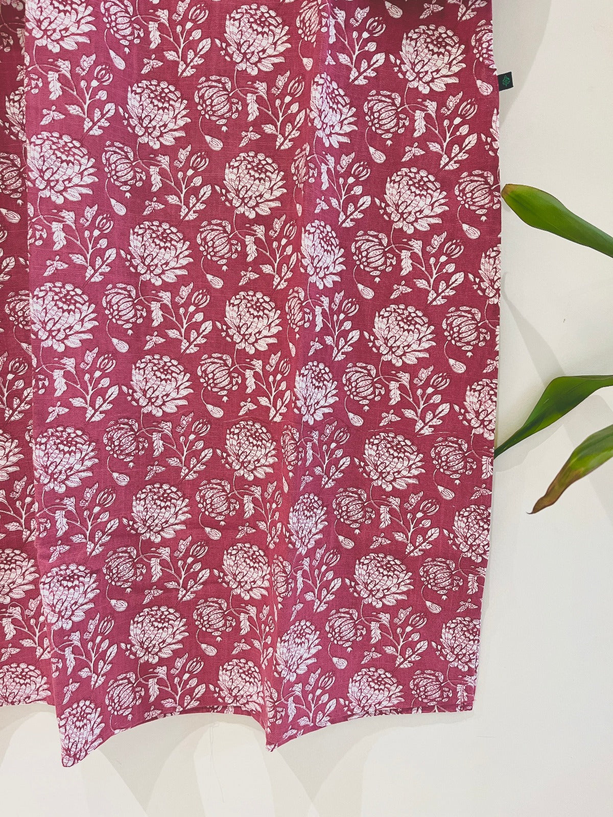 Magenta Printed Cotton Flax Kurta (3XL-6XL)