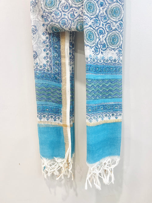 Block Printed Kota Doria Dupatta
