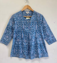 Blue Paisley Cotton Short Kurti
