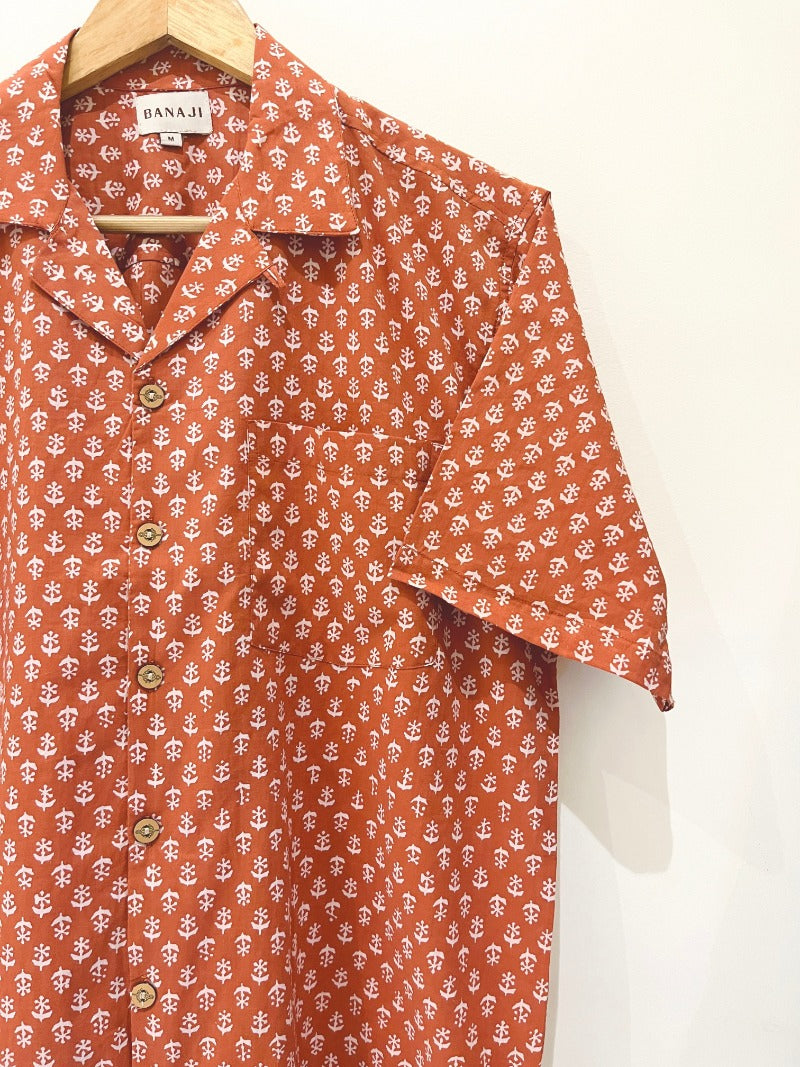 COTTON BLOCK PRINTED SLIM FIT SHIRT