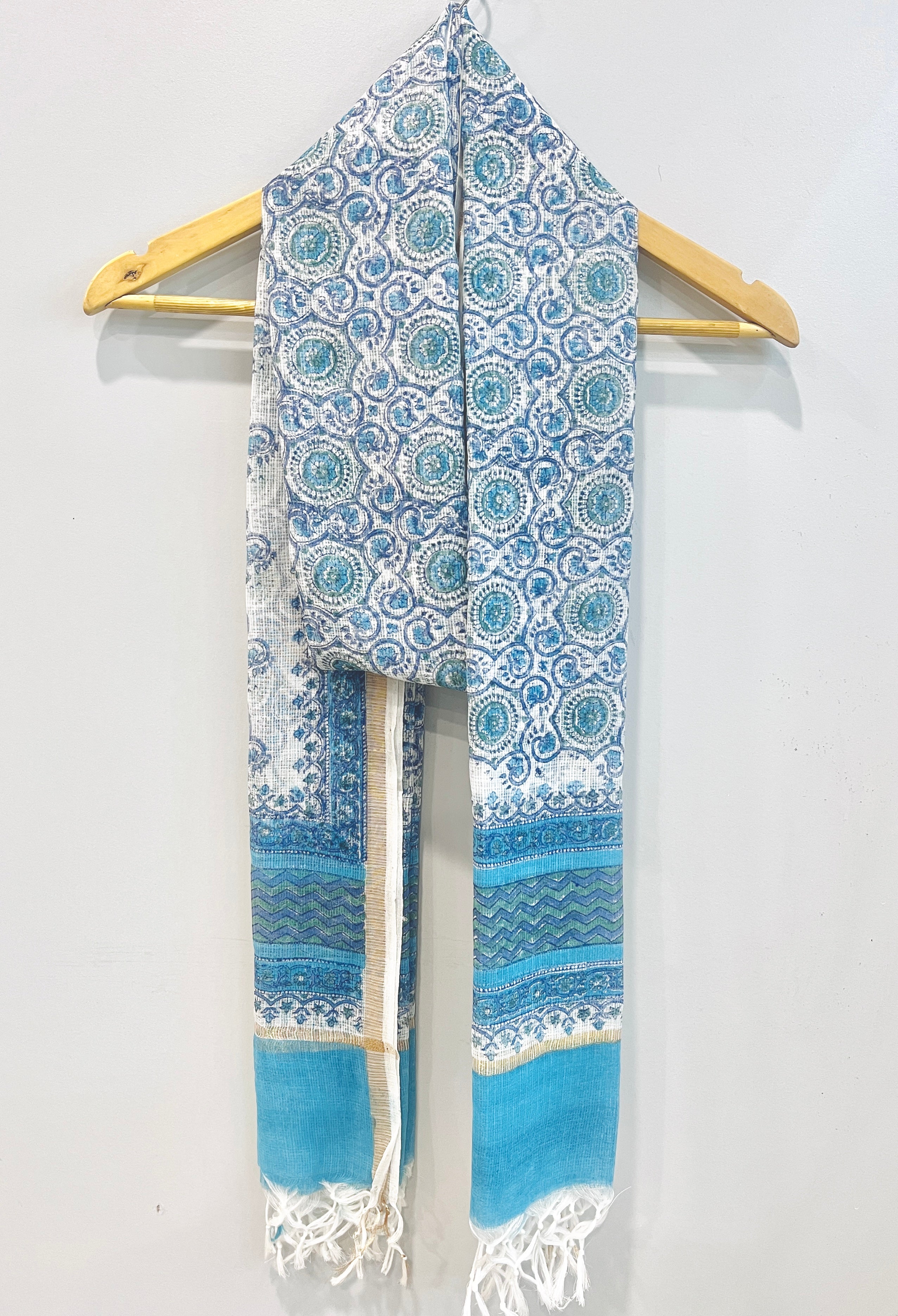 Block Printed Kota Doria Dupatta