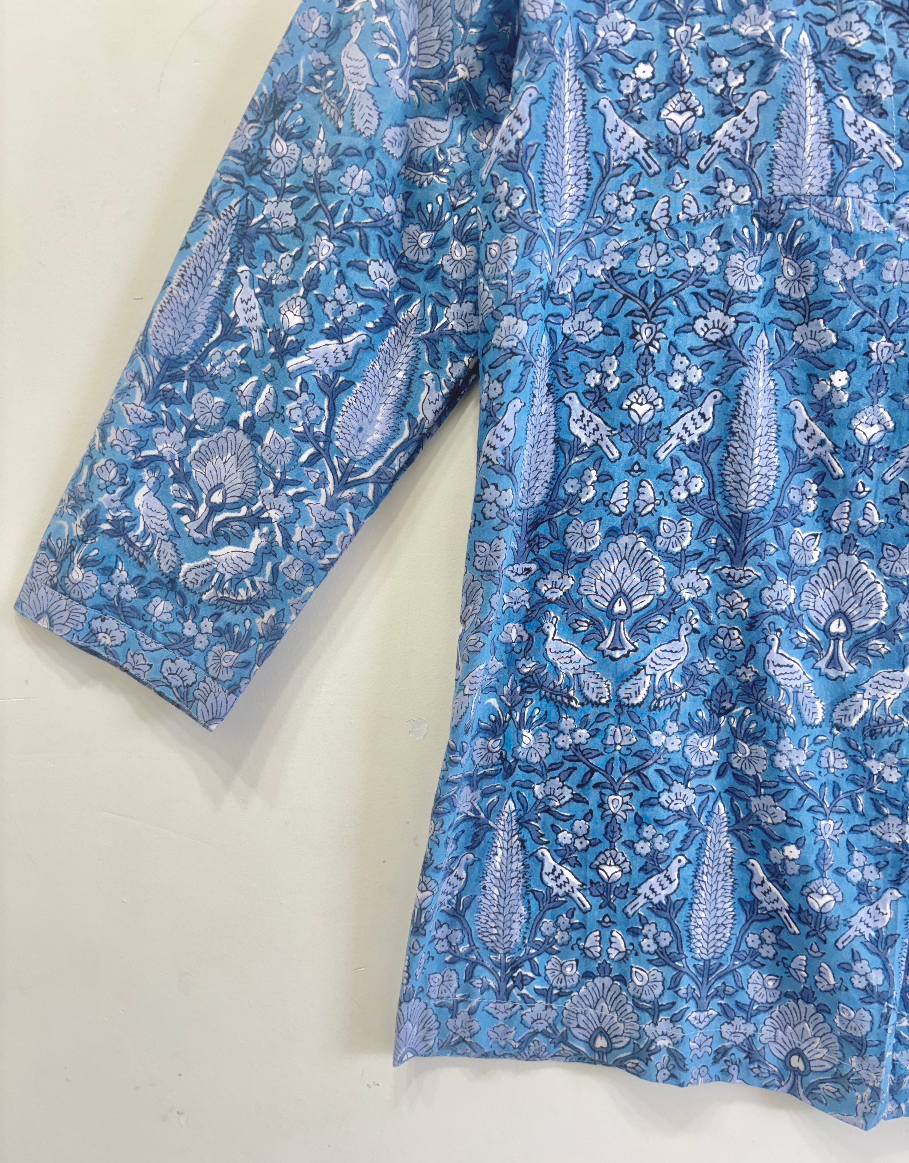 Blue Paisley Cotton Short Kurti