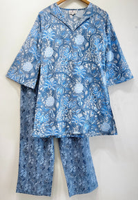 Blue Phulkari Cotton Co-ord Set