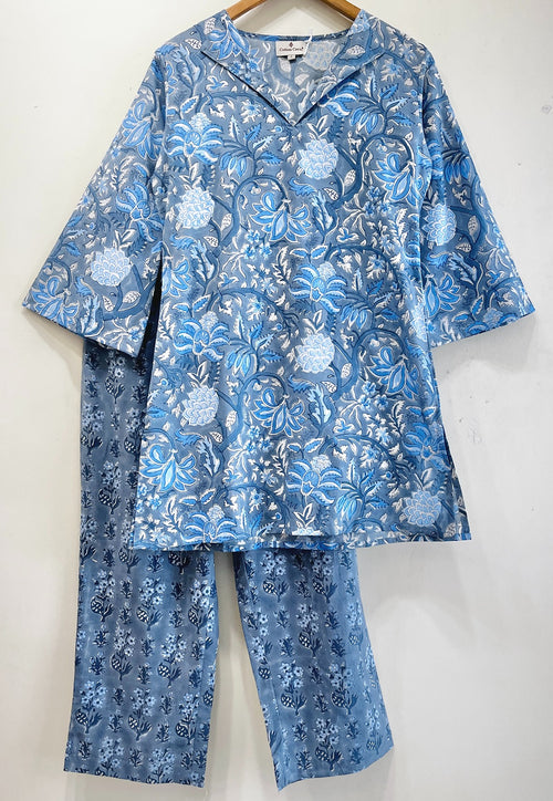 Blue Phulkari Cotton Co-ord Set