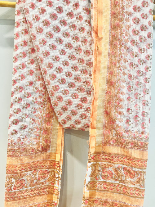 Block Printed Kota Doria Dupatta