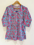 Block Printed Cotton Short Kurti