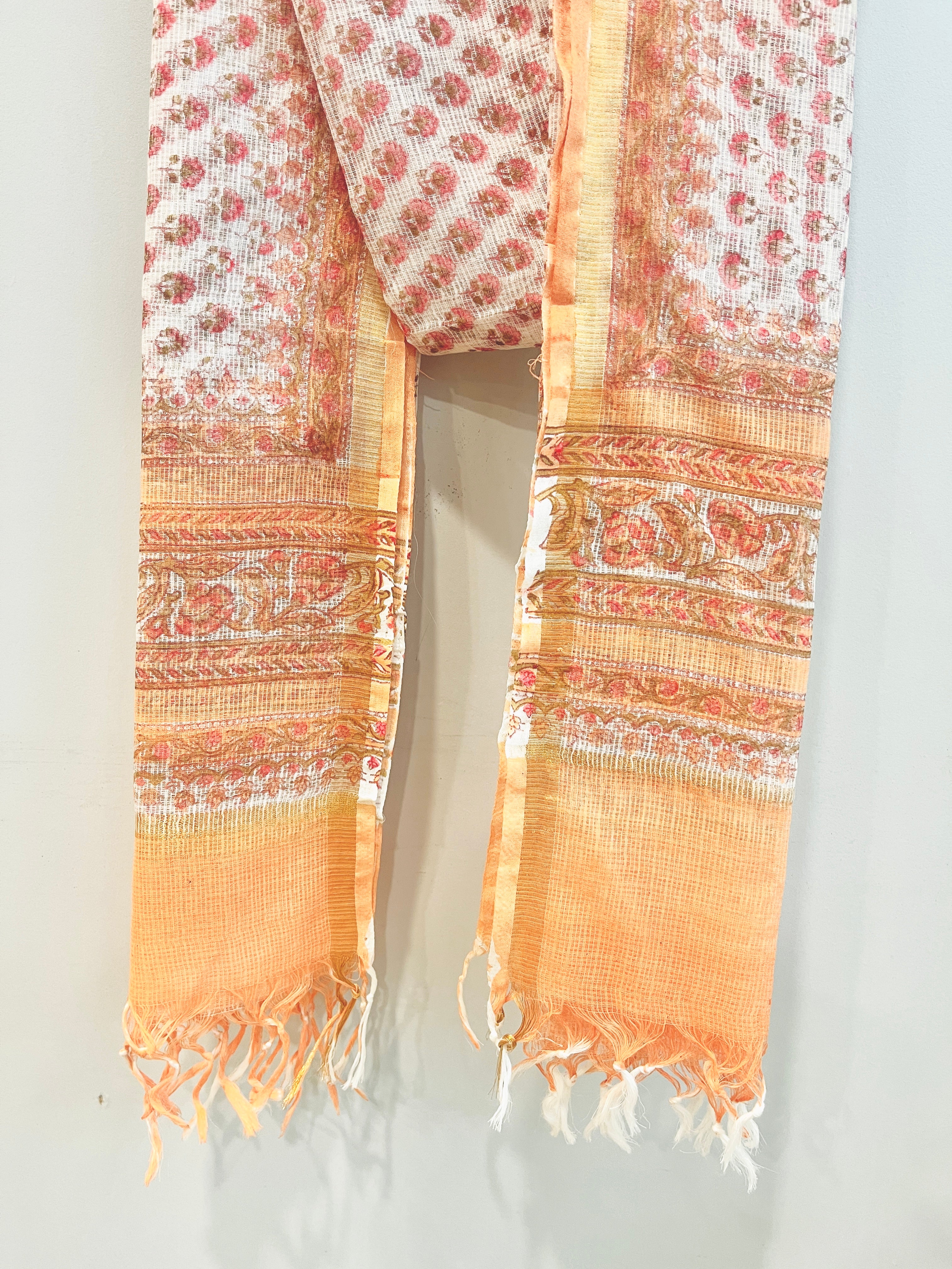 Block Printed Kota Doria Dupatta
